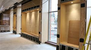 wood panel gym lobby 